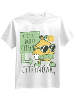 Koszulka Koszulka Męska Zrób Cytrynówkę Biała - Śmieszne T-Shirty z Nadrukami ?