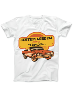 Koszulka Koszulka Damska Jestem Lordem Jeżdżę Fordem Biała - Śmieszne T-Shirty z Nadrukami ?