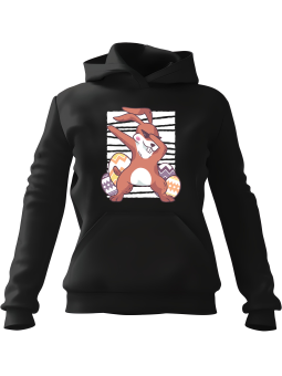 Bluza Damska z kapturem Zając z Jajkami DAB Czarna - Modna Odzież z Nadrukami ?