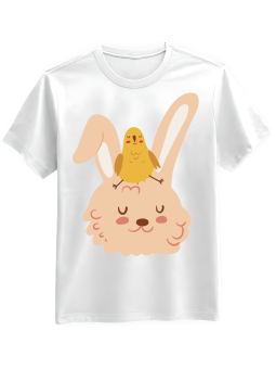 Koszulka Koszulka Męska Zajączek z Kurczaczkiem Biała - Śmieszne T-Shirty z Nadrukami ?