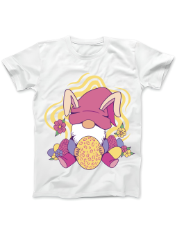 Koszulka Koszulka Damska Wielkanocny Różowy Gnom Biała - Śmieszne T-Shirty z Nadrukami ?