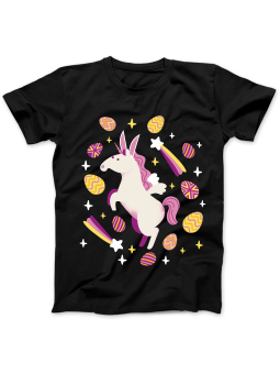 Koszulka Koszulka Damska Wielkanocny Jednorożec Czarna - Śmieszne T-Shirty z Nadrukami ?