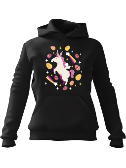 Bluza Damska z kapturem Wielkanocny Jednorożec Czarna - Modna Odzież z Nadrukami ?