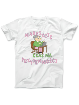Koszulka Koszulka Damska Czas Na Przyjemności Biała - Śmieszne T-Shirty z Nadrukami ?