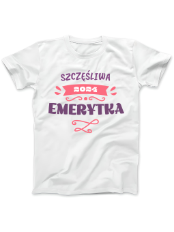 Koszulka Koszulka Damska Szczęśliwa Emerytka Rok Biała - Śmieszne T-Shirty z Nadrukami ?