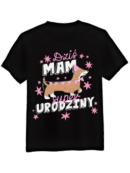 Koszulka Koszulka Męska Jamnik Dziś Mam Urodziny Czarna - Śmieszne T-Shirty z Nadrukami ?