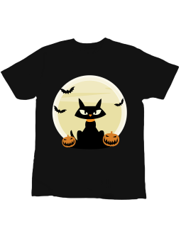 Koszulka Koszulka Dziecięca Czarny Kot Halloween Czarna - Śmieszne T-Shirty z Nadrukami ?