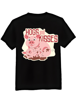 Hogs and Kisses czarna – męska koszulka ze świnką | HiPanda