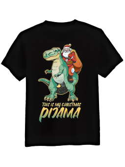 Koszulka Męska T-Rex Christmas Pijama Czarna
