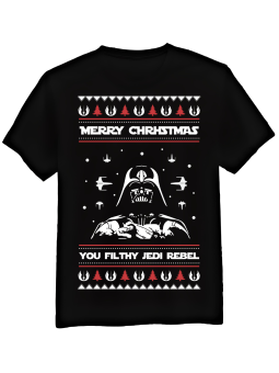 Koszulka Męska Merry Christmas Jedi Czarna
