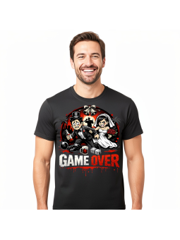 Game Over II czarna – męska koszulka na kawalerski | HiPanda