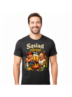 Koszulka Męska Sąsiad Pijemy