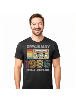 Koszulka Męska Kaseta Oryginalny 1986 [IMIĘ] | 40 lat