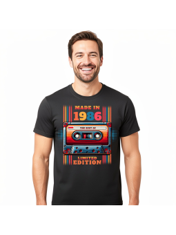 Koszulka Męska Kolorowa Kaseta 1986 | 40 lat