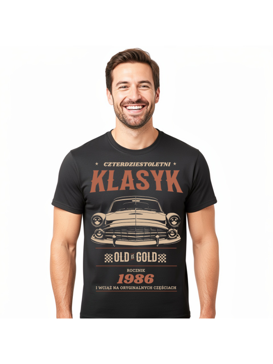 Koszulka Męska Old Is Gold Auto Klasyk 1986 | 40 lat