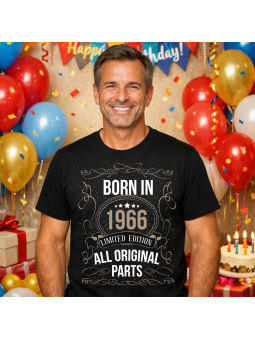 Born In 1966 czarna – męska koszulka na urodziny | HiPanda
