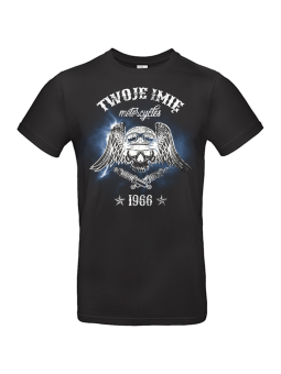 Koszulka Męska Motorcycles Czaszka 1966 [IMIĘ] | 60 lat