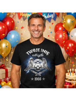 Koszulka Męska Motorcycles Czaszka 1966 [IMIĘ] | 60 lat