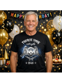 Koszulka Męska Motorcycles Czaszka 1946 [IMIĘ] | 80 lat