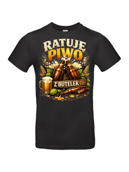 Koszulka Męska Ratuję Piwo z Butelek