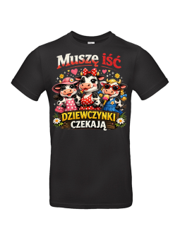 Koszulka Męska Krowy Dziewczynki Czekają