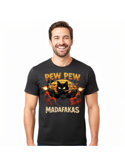 Koszulka Męska Kot Pew Pew Madafakas