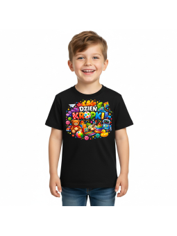 Koszulka Koszulka Dziecięca Dzień Kropki Czarna - Śmieszne T-Shirty z Nadrukami ?