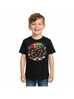 Koszulka Koszulka Dziecięca Dzień Kropki Czarna - Śmieszne T-Shirty z Nadrukami ?
