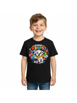 Koszulka Koszulka Dziecięca Dzień Kropki Czarna - Śmieszne T-Shirty z Nadrukami ?
