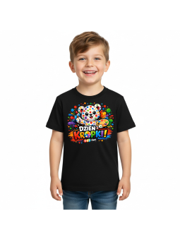 Koszulka Koszulka Dziecięca Dzień Kropki Czarna - Śmieszne T-Shirty z Nadrukami ?