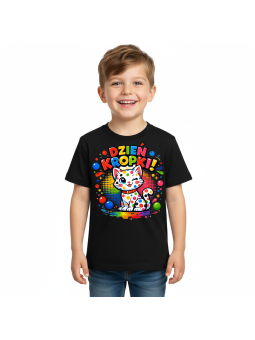 Koszulka Koszulka Dziecięca Dzień Kropki Czarna - Śmieszne T-Shirty z Nadrukami ?