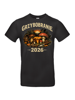Grzybobranie 2026 czarna – koszulka dla grzybiarza | HiPanda