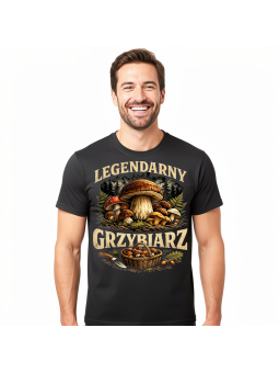 Koszulka męska Legendarny Grzybiarz czarna | HiPanda