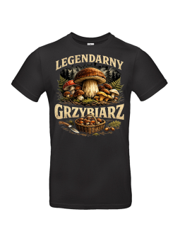 Koszulka męska Legendarny Grzybiarz czarna | HiPanda
