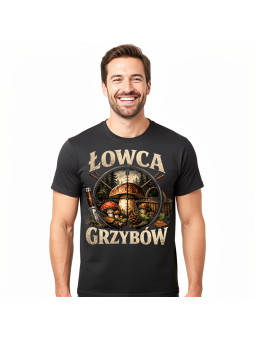 Las Łowca Grzybów czarna – koszulka dla grzybiarza | HiPanda