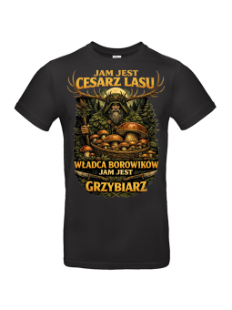 Koszulka męska Cesarz Lasu Grzybiarz czarna | HiPanda
