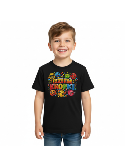 Koszulka Koszulka Dziecięca Dzień Kropki Czarna - Śmieszne T-Shirty z Nadrukami ?