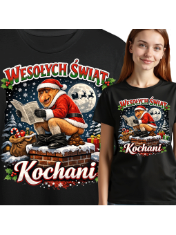 Koszulka Damska Nosacz Mikołaj Wesołych Świąt Kochani