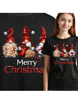 Koszulka Damska Słodkie Krasnale Merry Christmas